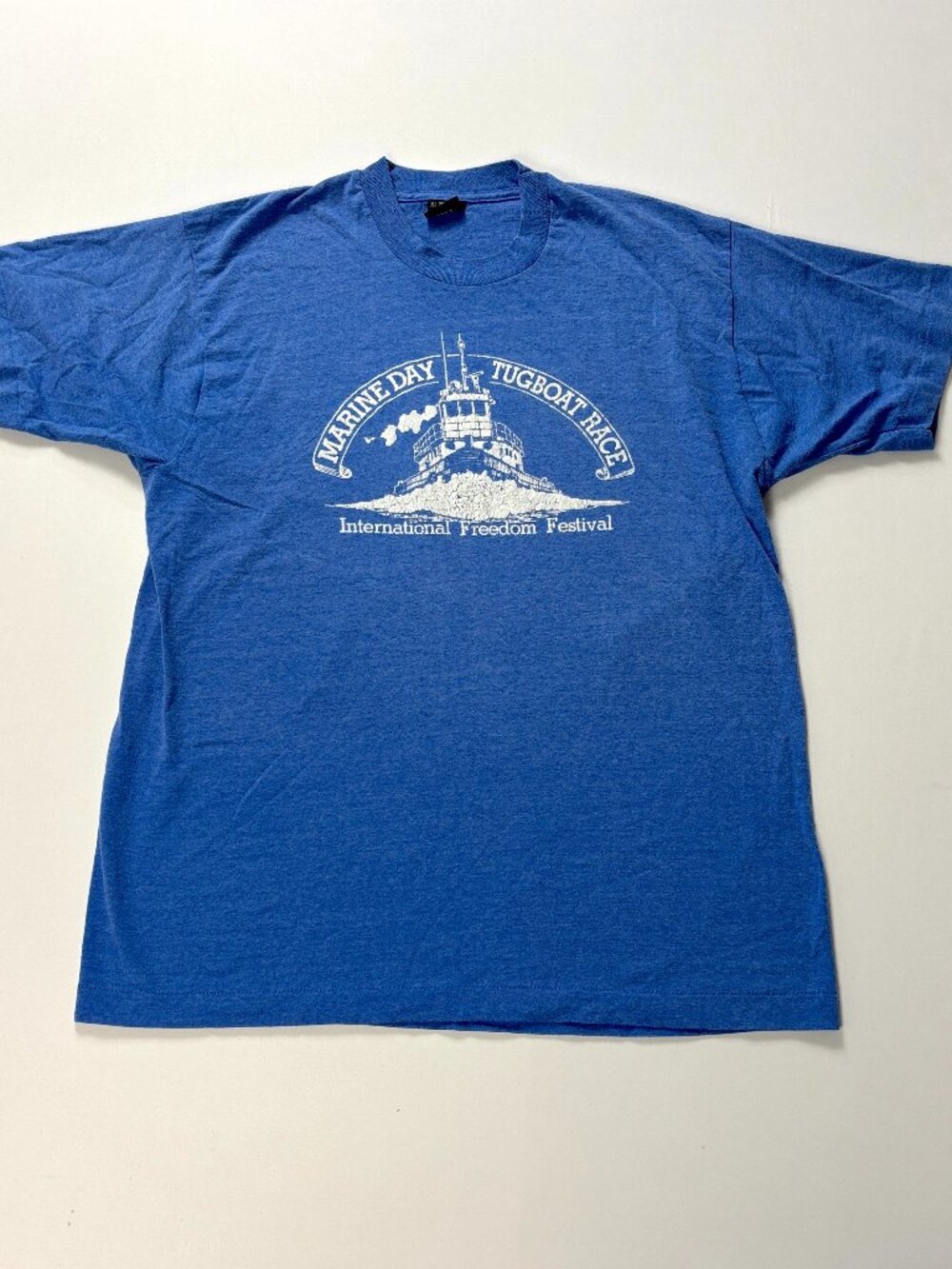 Vintage Freedom Festival Shirt Blue L/XL Detroit Canada Marine Day Tugboat Race